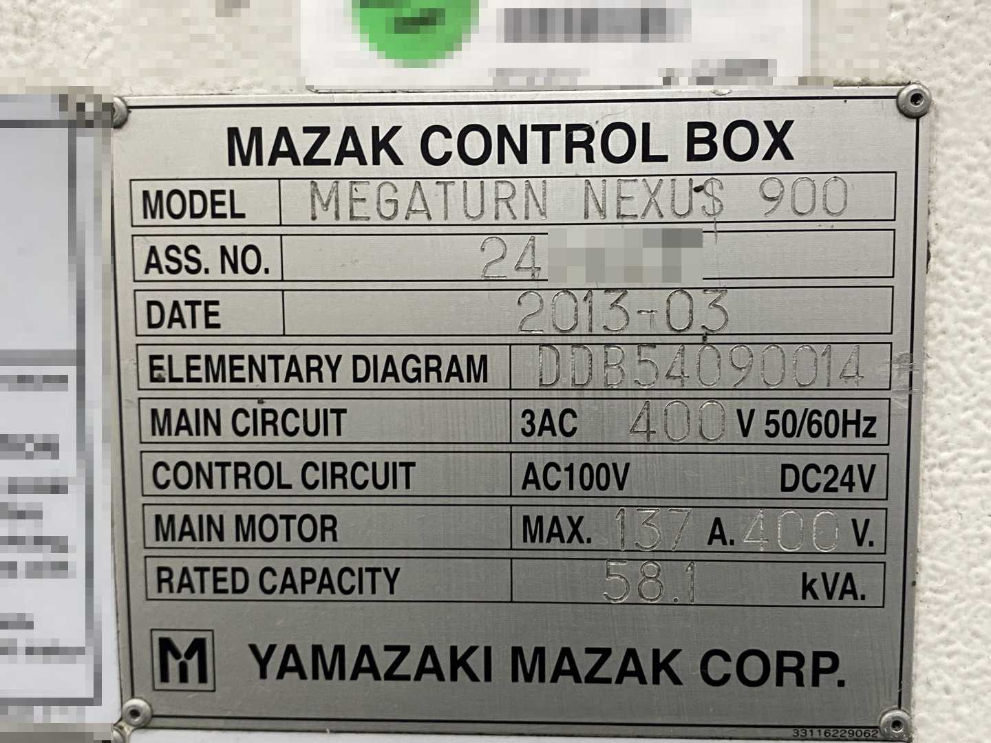 Mazak Megaturn Nexus 900 CNC Vertical Turning Center Mazatrol Matrix Nexus, 24,084 Hours, 2013, 36" Chuck, 39.37" Swing, 36.22" Turn Dia, 31.50" Turn Height, 12-Station Turret
