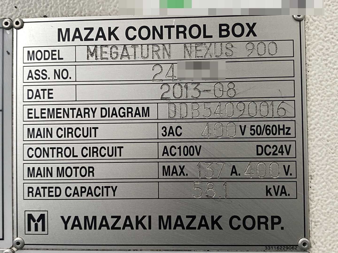 Mazak Megaturn Nexus 900 CNC Vertical Turning Center Mazatrol Matrix Nexus, 15,871 Hours, 2013, 36" Chuck, 39.37" Swing, 36.22" Turn Dia, 31.50" Turn Height, 12-Station Turret