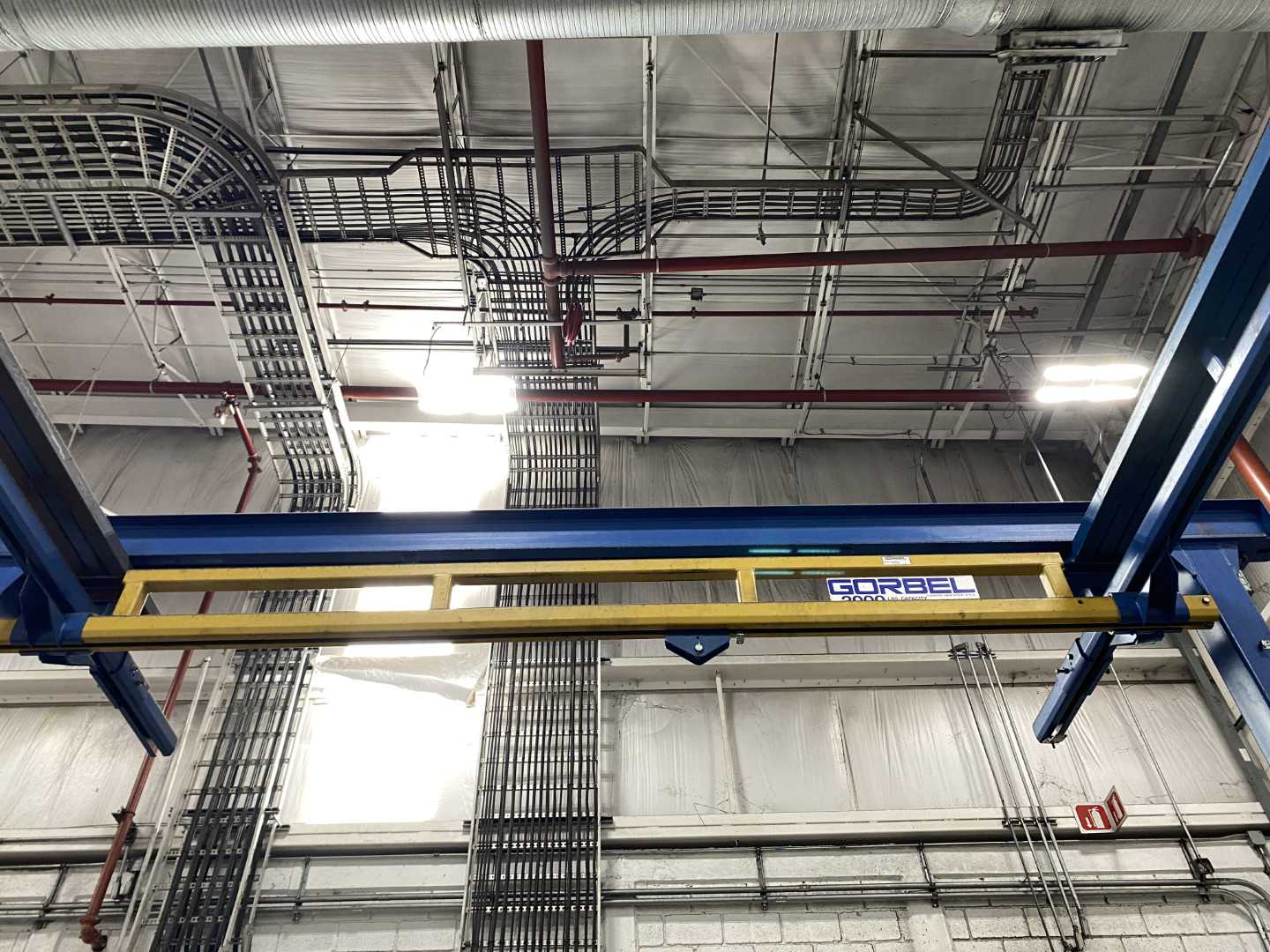 Gorbel Freestanding Workstation Bridge 2000 Lbs. Max Capacity 14' x 39' x 10' TS w/ Coffing 1Ton Hoist. 460V, 3-Phase, 1 HP