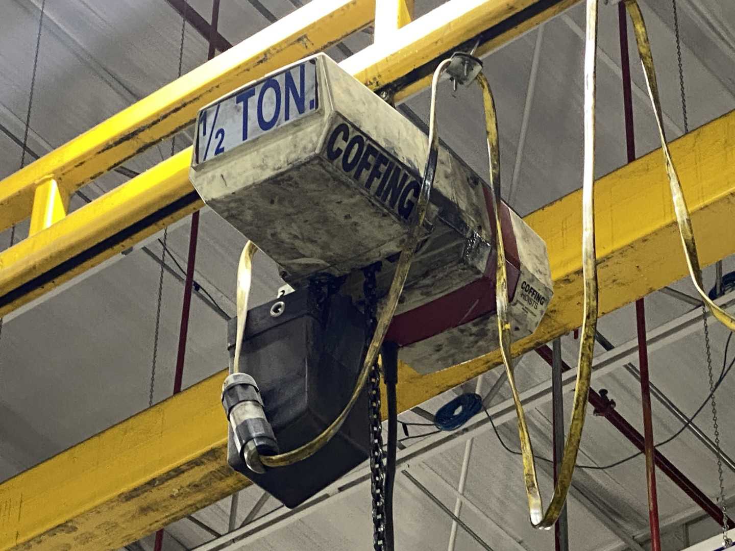 Transtation Freestanding Workstation Bridge 1000 Lbs. Max Capacity 24' x 54' x 17' TS w/ (2) CM Lodestar 1/2Ton Hoists. 460V, 3-Phase, 1/2 HP