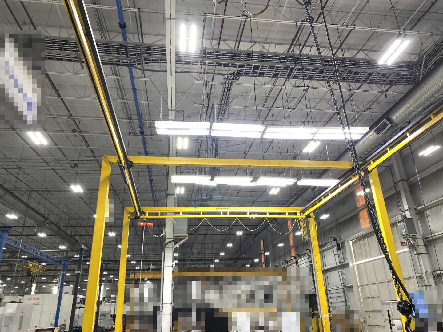 Transtation Freestanding Workstation Bridge 1000 Lbs. Max Capacity 24' x 54' x 17' TS w/ (2) CM Lodestar 1/2Ton Hoists. 460V, 3-Phase, 1/2 HP