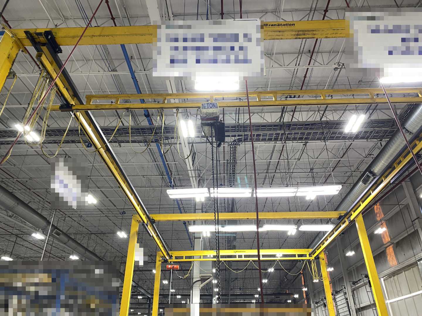 Transtation Freestanding Workstation Bridge 1000 Lbs. Max Capacity 24' x 54' x 17' TS w/ (2) CM Lodestar 1/2Ton Hoists. 460V, 3-Phase, 1/2 HP