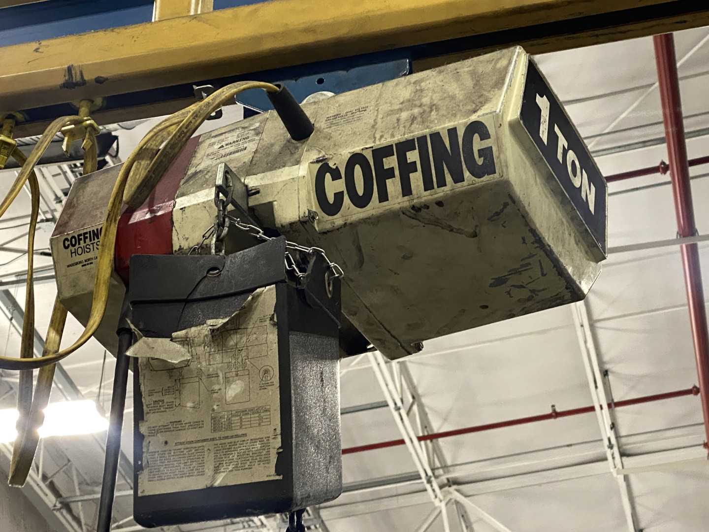 Gorbel Freestanding Workstation Bridge 2000 Lbs. Max Capacity 14' x 45' x 10' TS w/ Coffing EC20163LCX 1Ton Hoist. 460V, 3-Phase, 1 HP