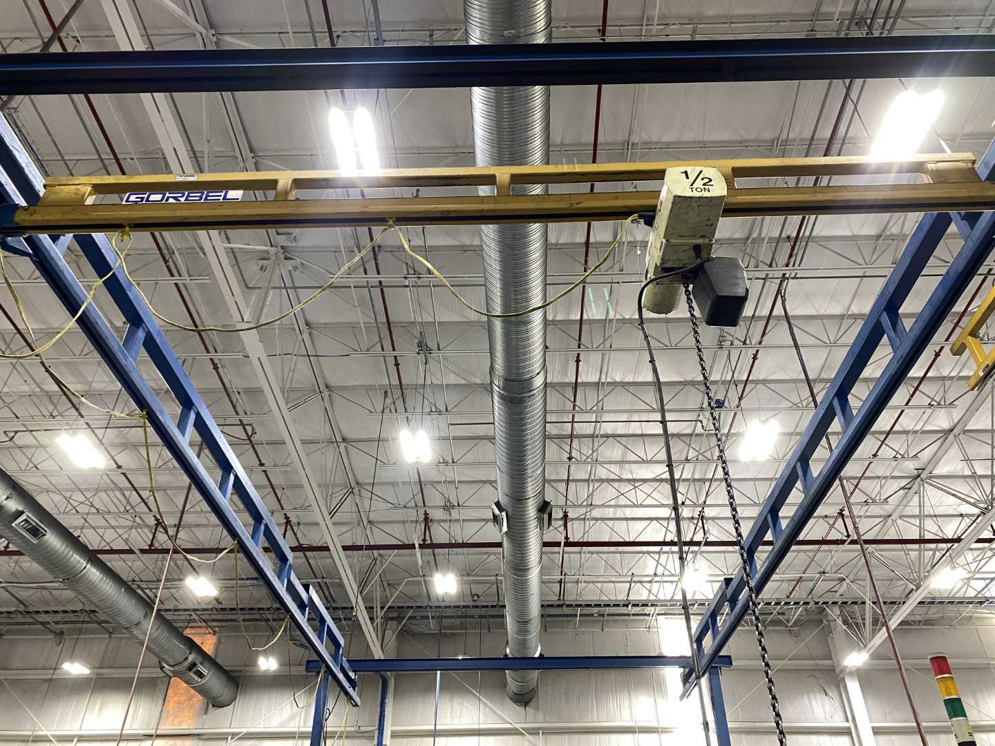 Gorbel Freestanding Workstation Bridge 1000 Lbs. Max Capacity 16' x 31' x 13' TS w/ Coffing JLC1V163LCX 1/2Ton Hoist. 460V, 3-Phase, 1/2 HP