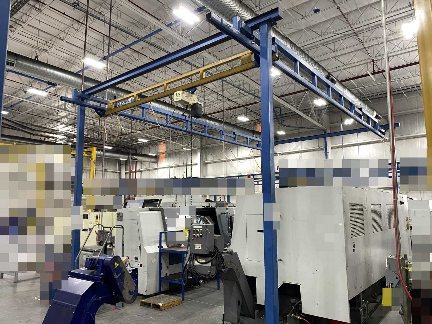 Gorbel Freestanding Workstation Bridge 1000 Lbs. Max Capacity 16' x 31' x 13' TS w/ Coffing JLC1V163LCX 1/2Ton Hoist. 460V, 3-Phase, 1/2 HP