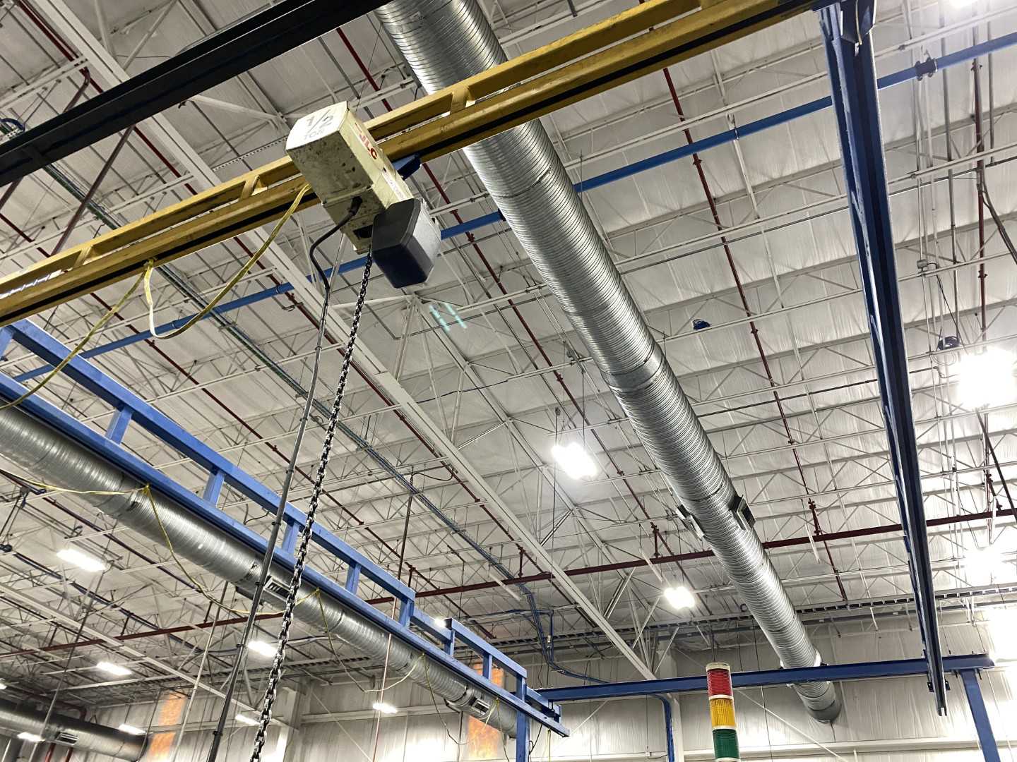 Gorbel Freestanding Workstation Bridge 1000 Lbs. Max Capacity 16' x 31' x 13' TS w/ Coffing JLC1V163LCX 1/2Ton Hoist. 460V, 3-Phase, 1/2 HP