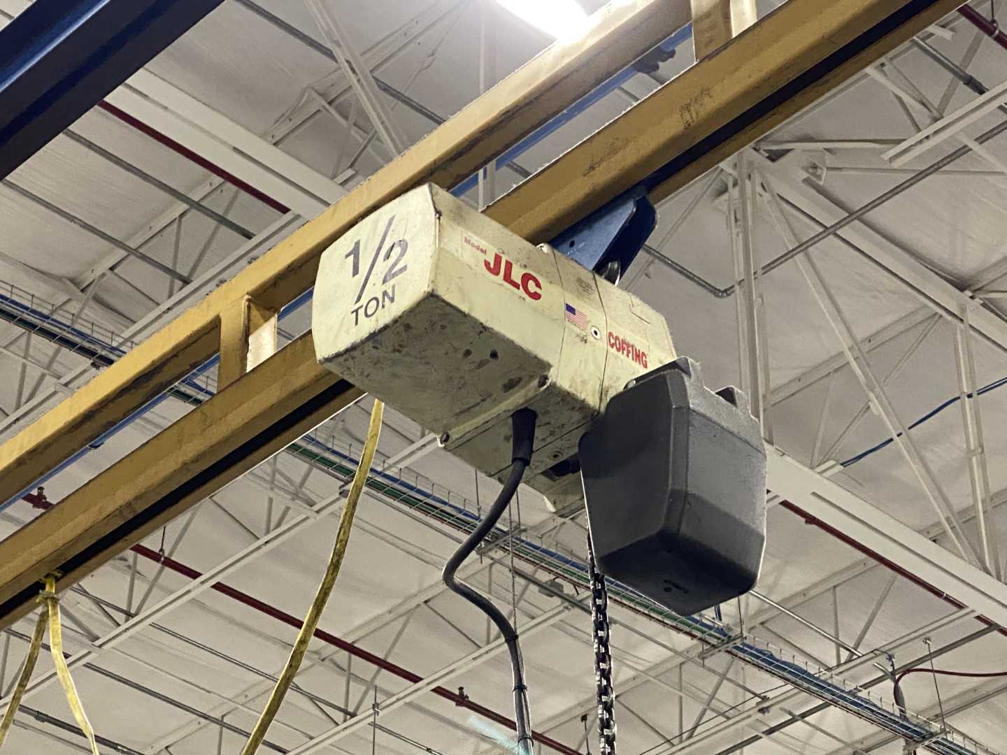 Gorbel Freestanding Workstation Bridge 1000 Lbs. Max Capacity 16' x 31' x 13' TS w/ Coffing JLC1V163LCX 1/2Ton Hoist. 460V, 3-Phase, 1/2 HP