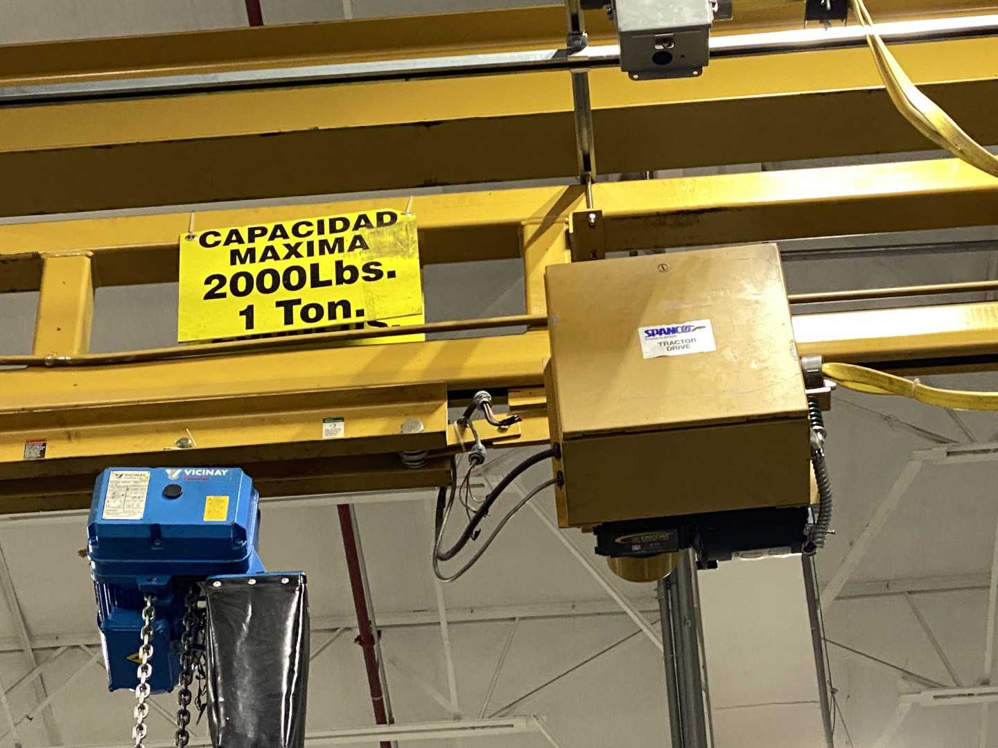 Spanco Freestanding Workstation Bridge 2000 Lbs. Max Capacity 24' x 40' x 12' TS w/ Vicinay ABK201-2004D 1Ton Hoist. 460V, 3-Phase, 1-1/4 HP