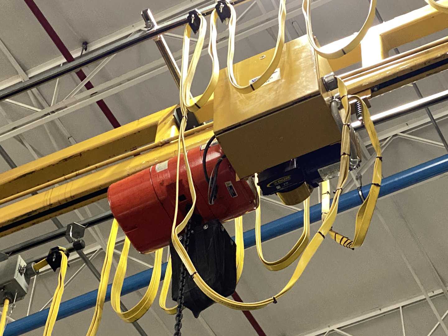 Spanco Freestanding Workstation Bridge 2000 Lbs. Max Capacity 26' x 54' x 18' TS w/ CM Lodestar 1Ton Hoist. 460V, 3-Phase, 1 HP