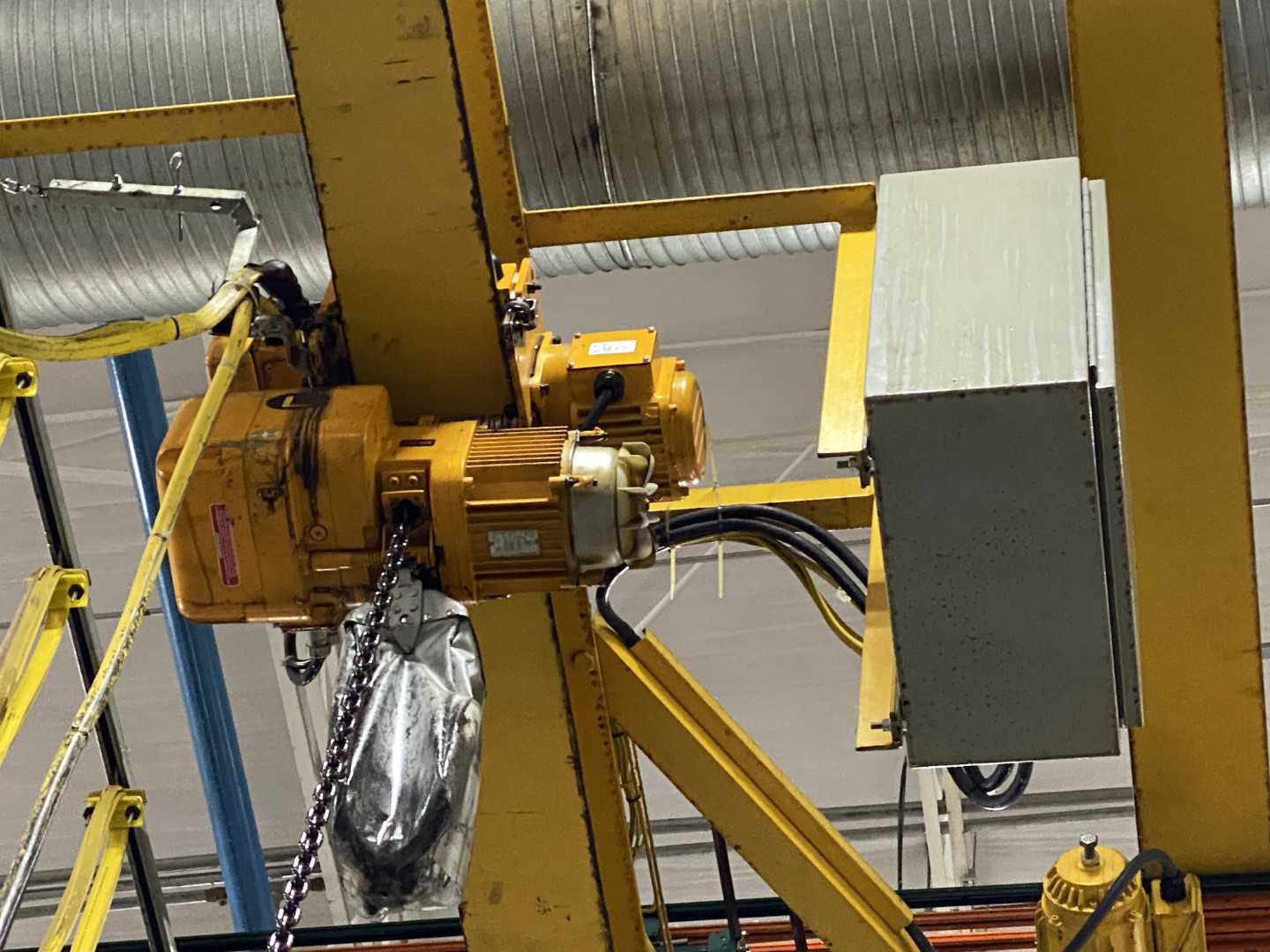 MBI Freestanding Workstation Bridge 2000 Lbs. Max Capacity 36' x 40' x 18' TS w/ CM Lodestar L 1Ton Hoists 460V, 3-Phase