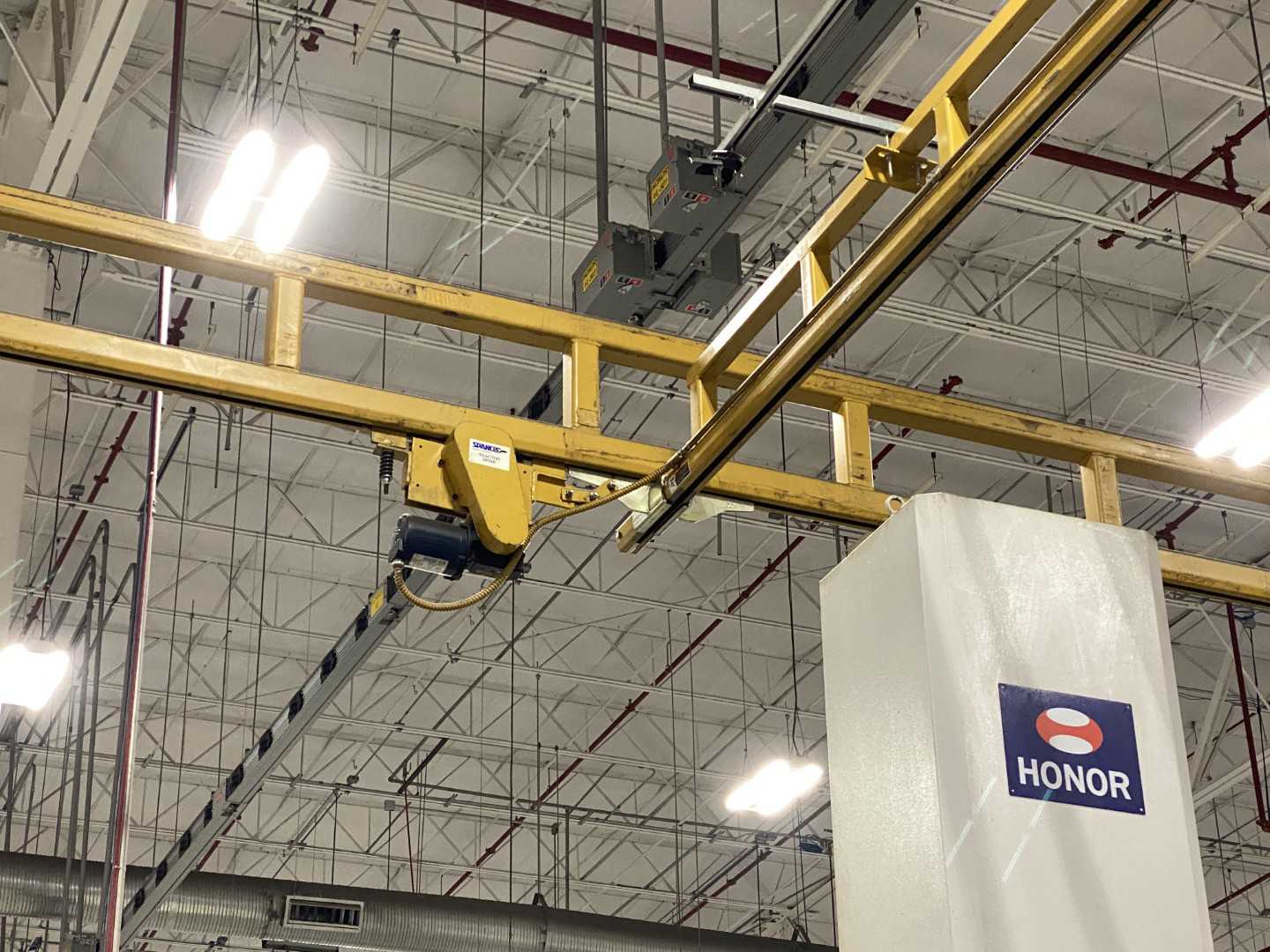 Freestanding Workstation Bridge 1000 Lbs. Max Capacity 24' x 54' x 17' TS w/ CM Lodestar F 1/2Ton Hoist. 460V, 3-Phase, 1/2 HP