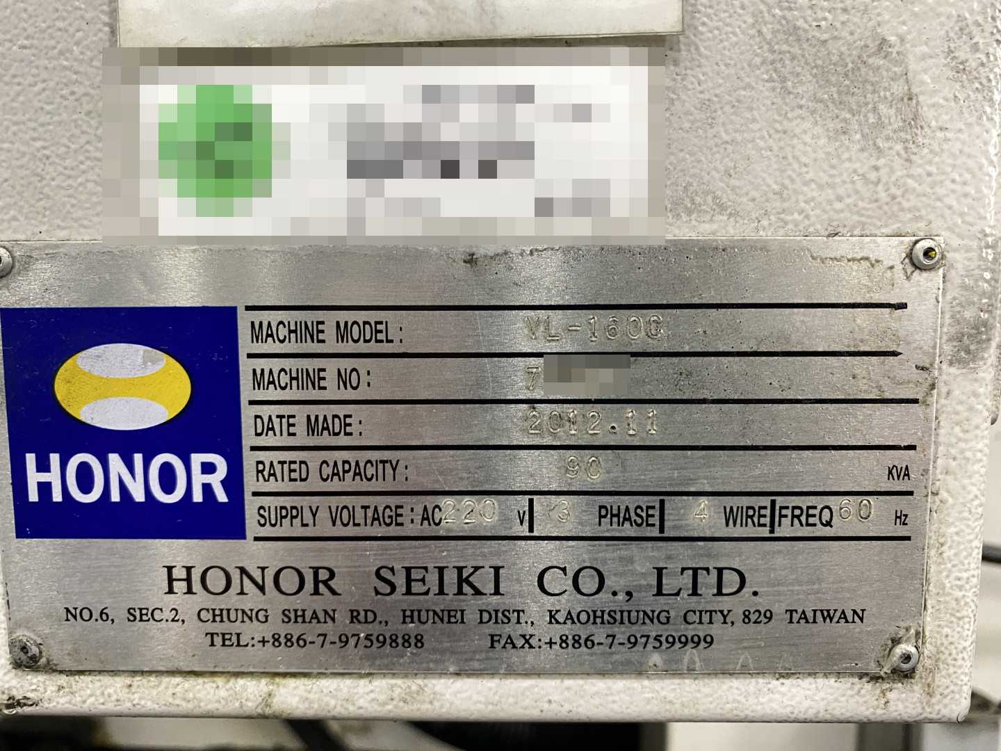 Honor Seiki VL-160C CNC Vertical Turning Center Fanuc 0i-TD, 33,656 Hours, 2012, 63" Table, 78.7" Swing, 78.7" Turn Dia, 47.24" Turn Height, 12-Station Turret, 90 kVA