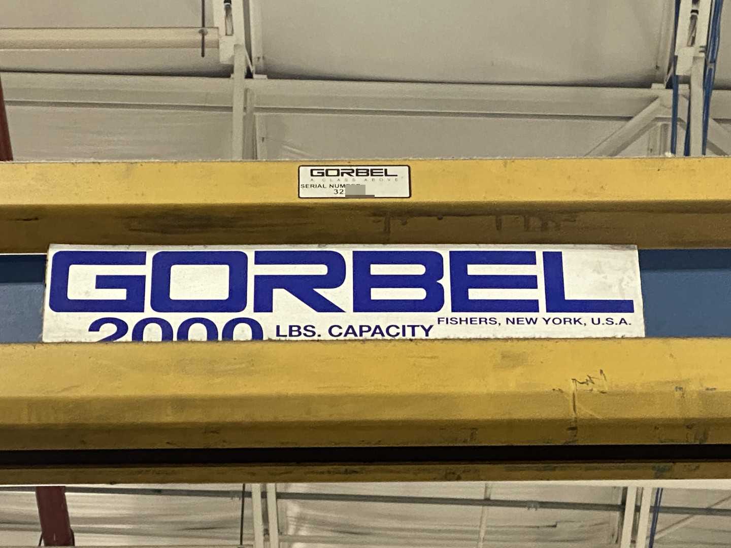Gorbel Freestanding Workstation Bridge 2000 Lbs. Max Capacity 14' x 45' x 10' TS w/ Coffing EC20163LCX 1Ton Hoist. 460V, 3-Phase, 1 HP
