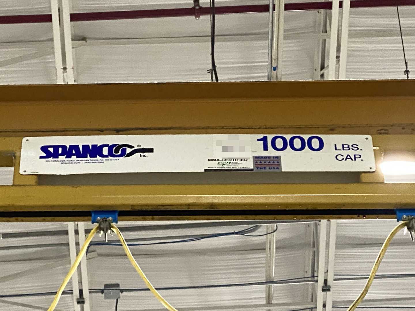 Spanco Freestanding Workstation Bridge 1000 Lbs. Max Capacity 20' x 36' x 17' TS w/ Coffing 1/2Ton Hoist. 460V, 3-Phase, 3/4 HP