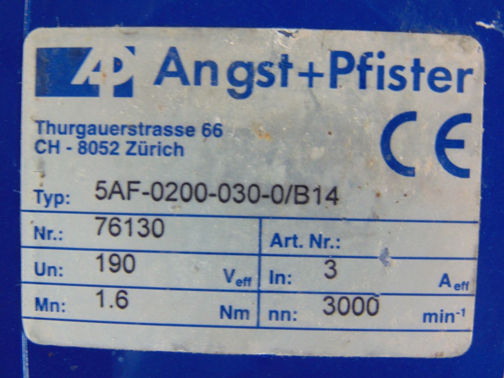 Angst + Pfister 5AF-0200-030-0/B14 Servo Motor