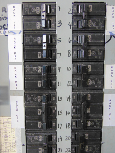 225 Amp Main AQF3422ABX Panelboard , QTY 11 - 20 AMP Breakers, QTY 2 - 30AMP