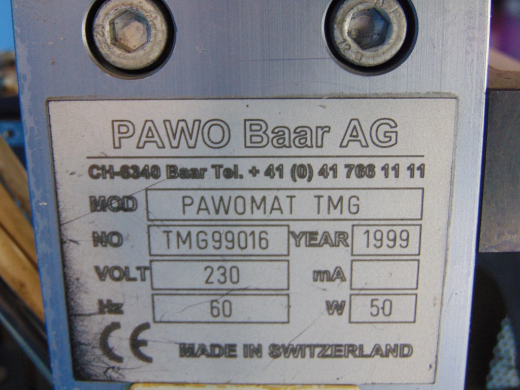 PAWO Baar AG Pawomat TMG TMG99013 (yr. 1999) 230V, 60HZ W 50