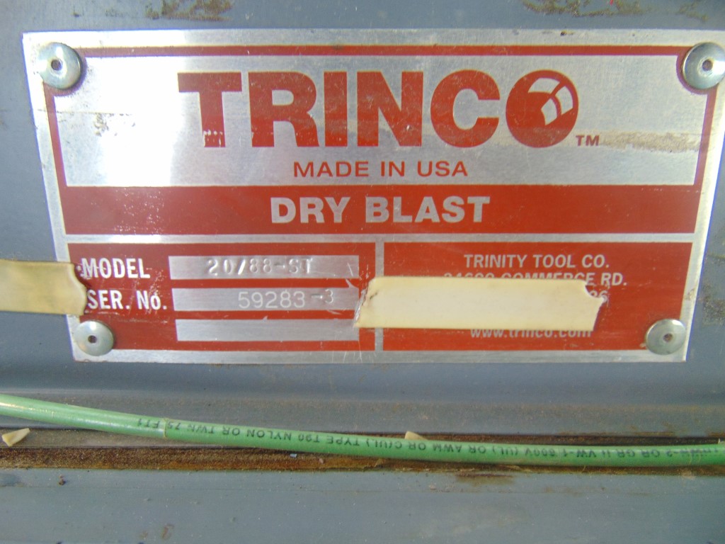Trinco 20/88-2T ROTATING bowl blast cabinet cracked glass missing parts ASIS