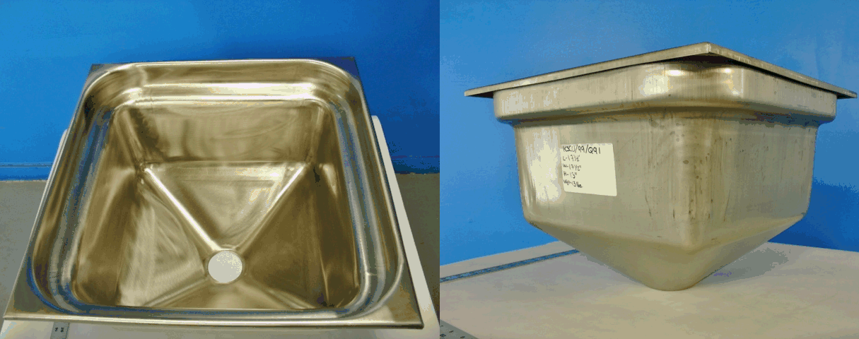 Drop In Stainless Steel Sink Cone Bottom 17.5"x17.5x12 deep.