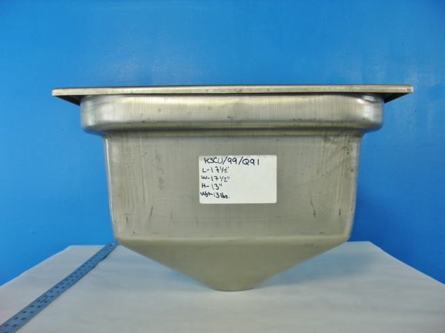 Drop In Stainless Steel Sink Cone Bottom 17.5"x17.5x12 deep.