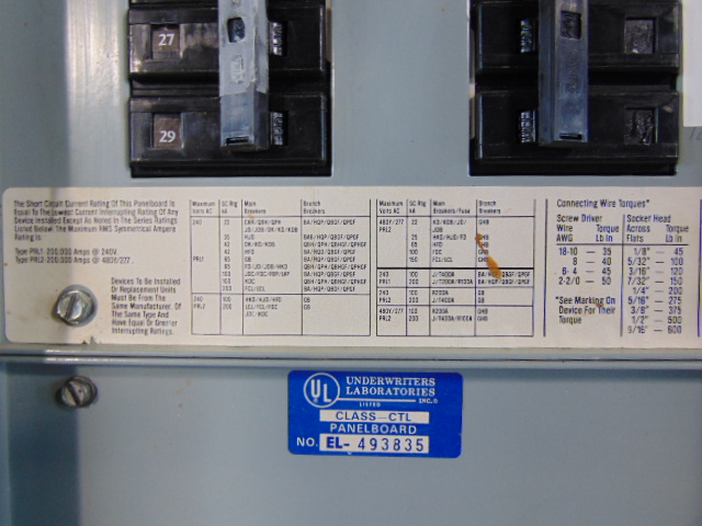 Westinghouse PRL1 CKT42 120/208Y Qty8-20AMP-1/Qty13-20AMP-2pole/Qty4-30AMP-2pole