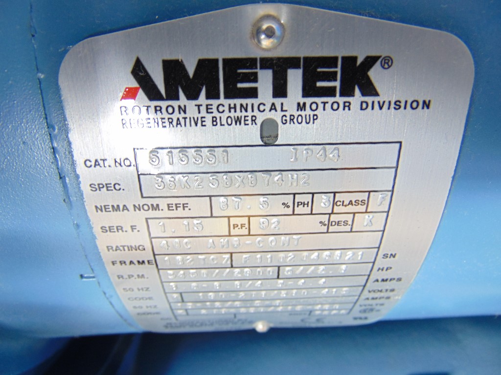 Ametek 5hp 515551 DR757D89X blower w/ FUJI Ring Compressor VFC600A-7W