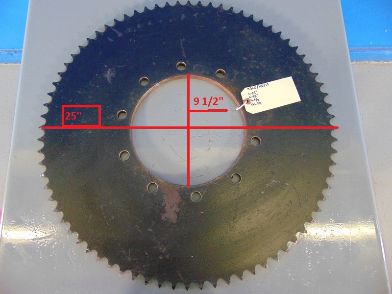 Sprocket 25" Diameter for Radial Stacking Conveyor 10 hole bolt, 72 teeth