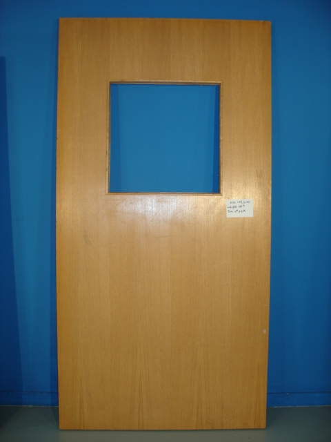SOLID WOOD DOOR W/WINDOW HOLE  93.75 x 4'  "