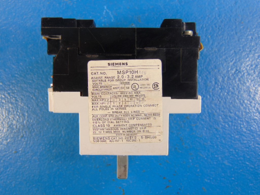 SIEMENS-ALLIS MSP1 MSP10H MOTOR STARTER PROTECTOR 3VE10