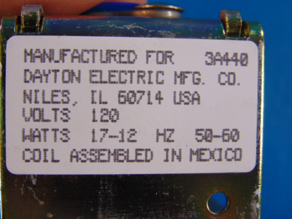 DAYTON 3A440 SOLENOID COILS 120V 17-12W 50/60HZ