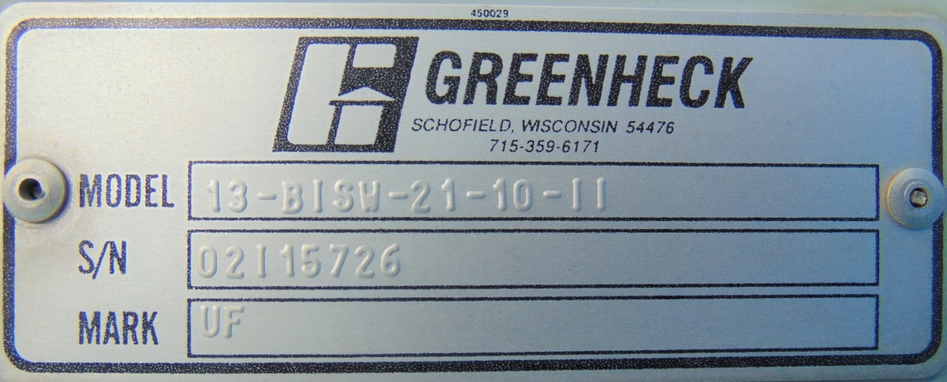 Greenheck 13-BISW-21-10-11 Centrifugal Fan