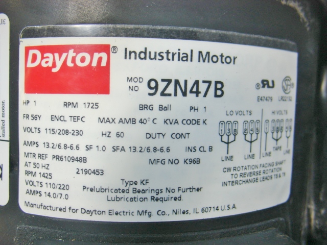 Dayton Industrial Motor / Hydraulic Power Unit 2GPM 9ZN47B / 4F682