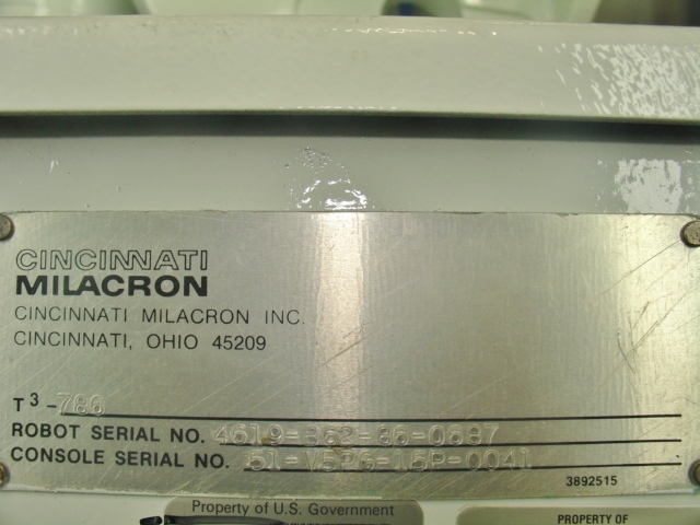 Cincinnati Milacron T3-786 Robotic Arm and Control