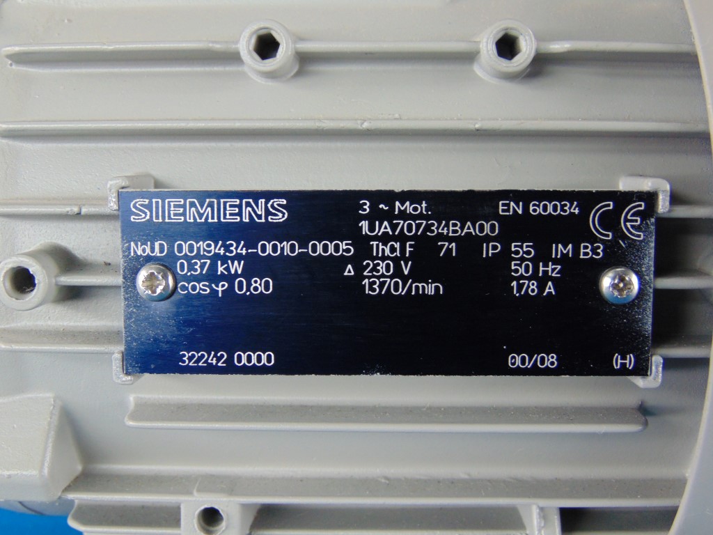 0.37Kw 1370Rpm EN60034 TEFC SIEMENS COMBIMASTER and MICROMASTER Integrated NIB