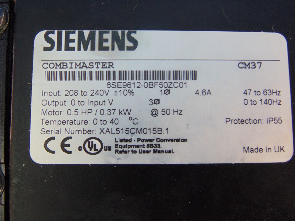 0.37Kw 1370Rpm EN60034 TEFC SIEMENS COMBIMASTER and MICROMASTER Integrated NIB