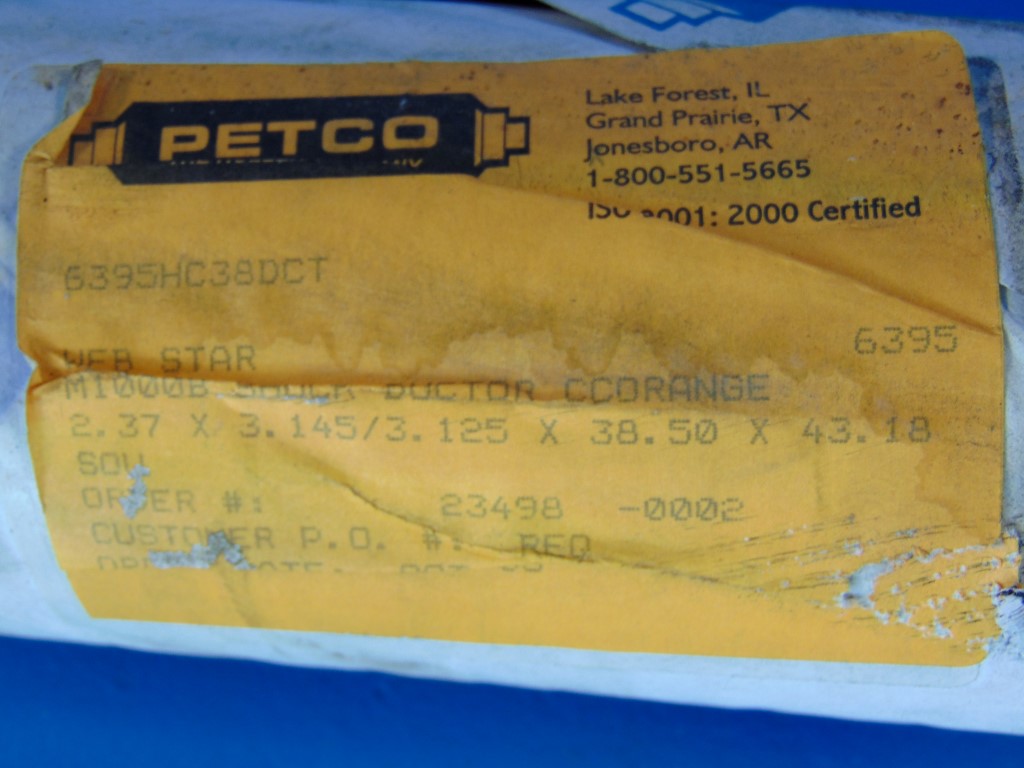 Petco Webstar Harris M1000B Web Press Ductor Roller CCORANGE Surplus NOS