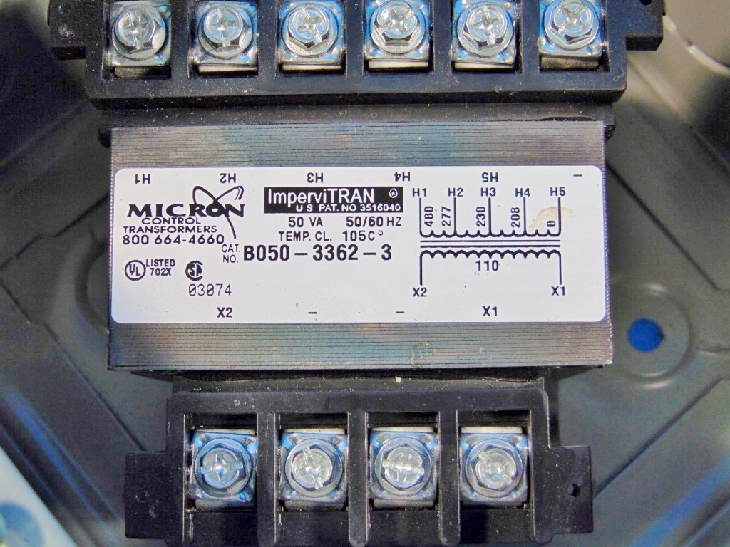 MICRON Impervi-TRAN B050-3362-3 50VA 208/460V Control Transformer