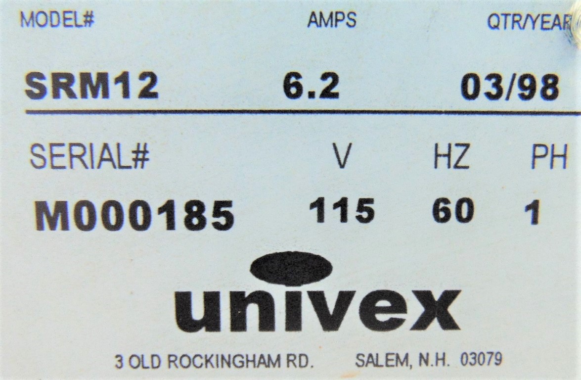 UNIVEX SRM12 12 quart Countertop Mixer 115V 1ph