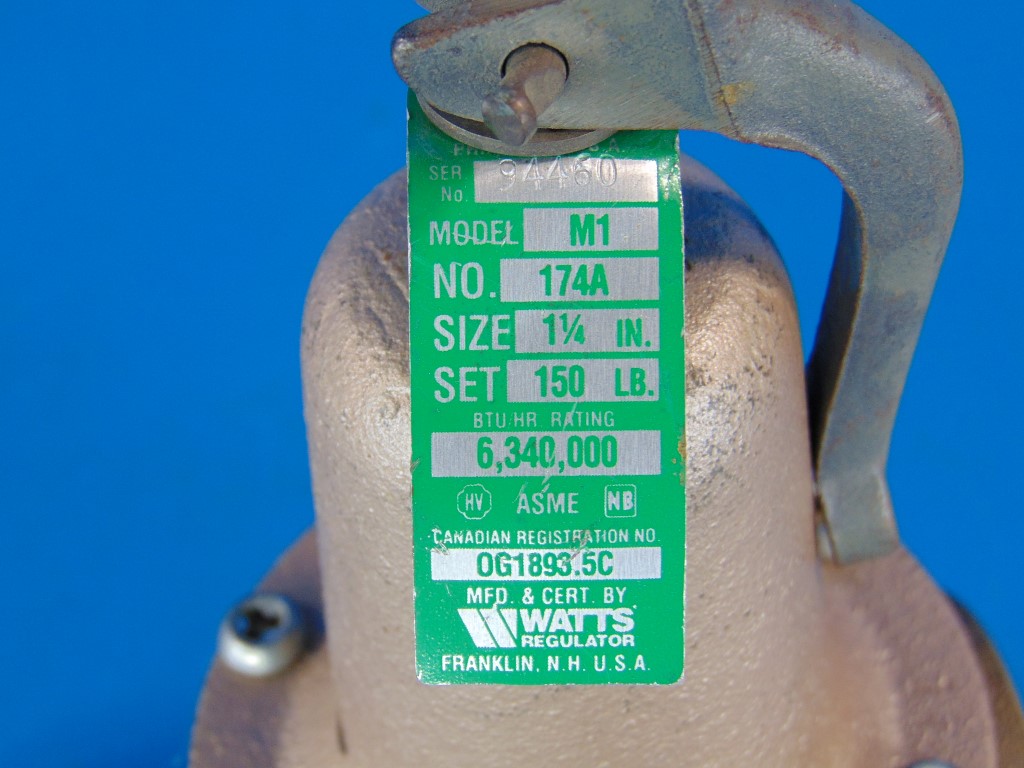 Watts 174A-M1 Regulator 1 1/4"  Water Pressure Safety Release Valve