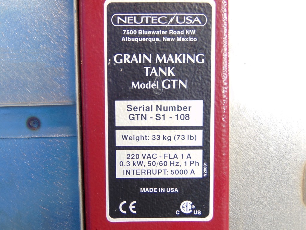 NEUTEC GTN-S1-108 Grain Making Machine Tank