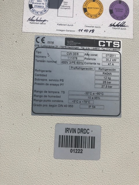 2011 CTS CW-30/8 Walk in Temperature/Climatic Stimulation Test Chamber