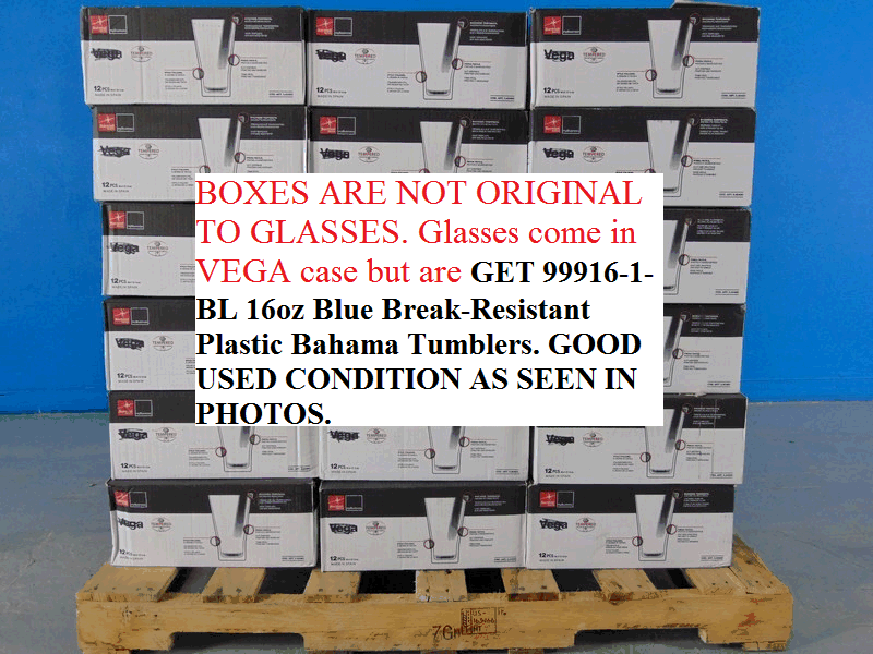 GET 99916-1-BL 16oz Blue Break-Resistant Plastic Bahama Tumbler 12 per case