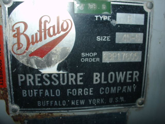 BUFFALO FORGE HIGH PRESURE BLOWER P 45 5 15hp VARIABLE DRIVE