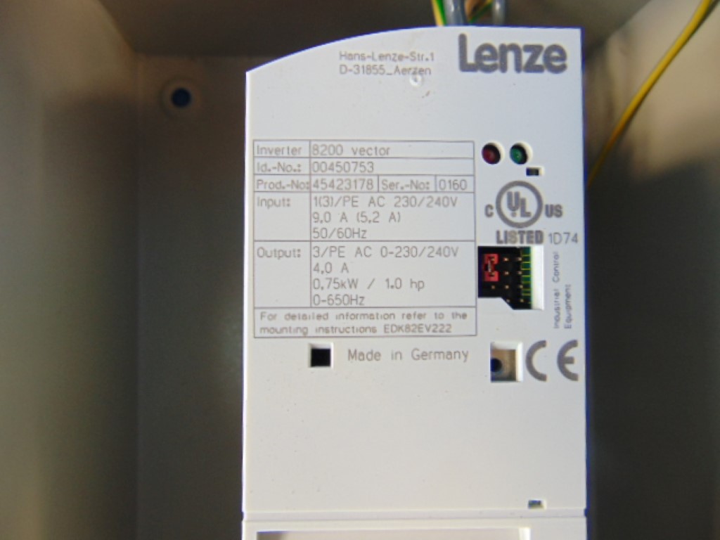 Lenze E82EV7512B VFD AND RITTAL A-1542 Standard Enclosure