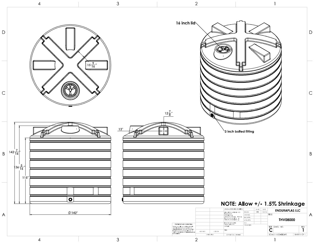 8,000 GALLON FLAT BOTTOM STORAGE THV08000WH 