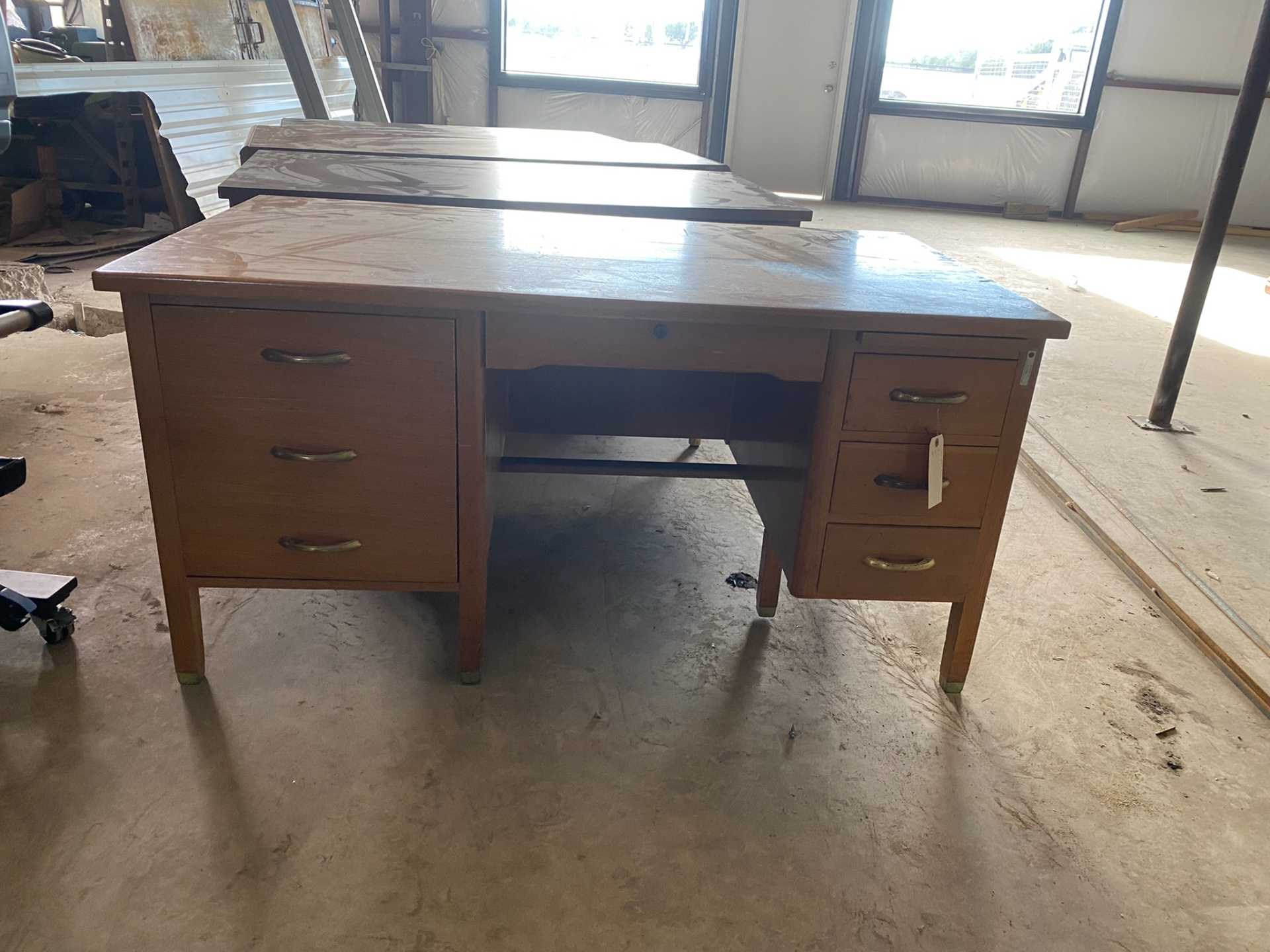 34 x 60Â“ four drawer pine desk
