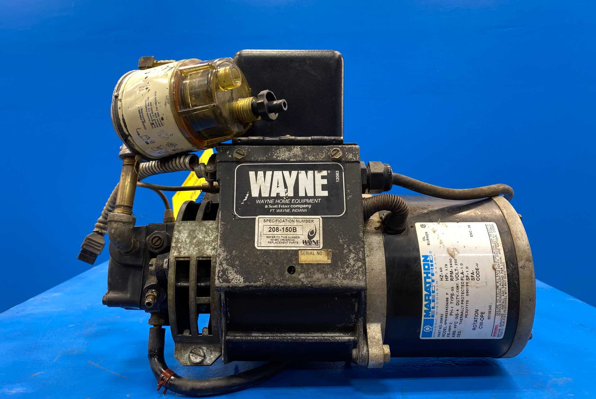 Wayne Combustion 208-150B Burner with Marathon Motor 6PK48S34S368B