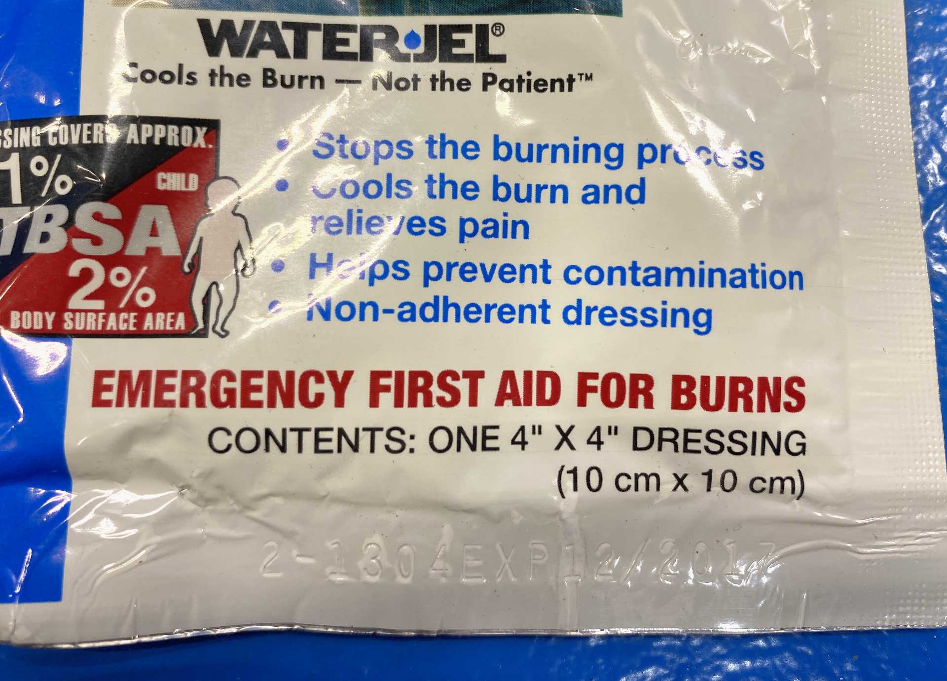 WaterJel 4"x4" Burn Dressing  Sterile Gel-Soaked Item #0404