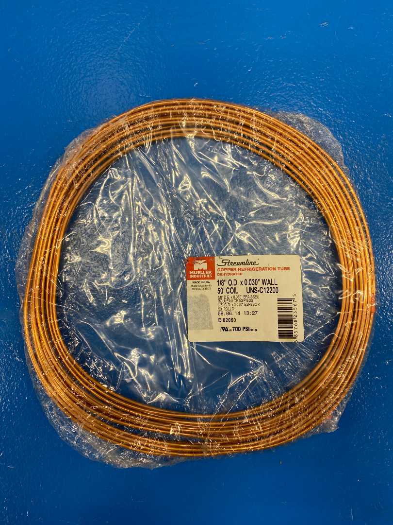 Mueller Industries Streamline 1/8" x .03 Wall 50' Coil Copper Refrigeration Tube