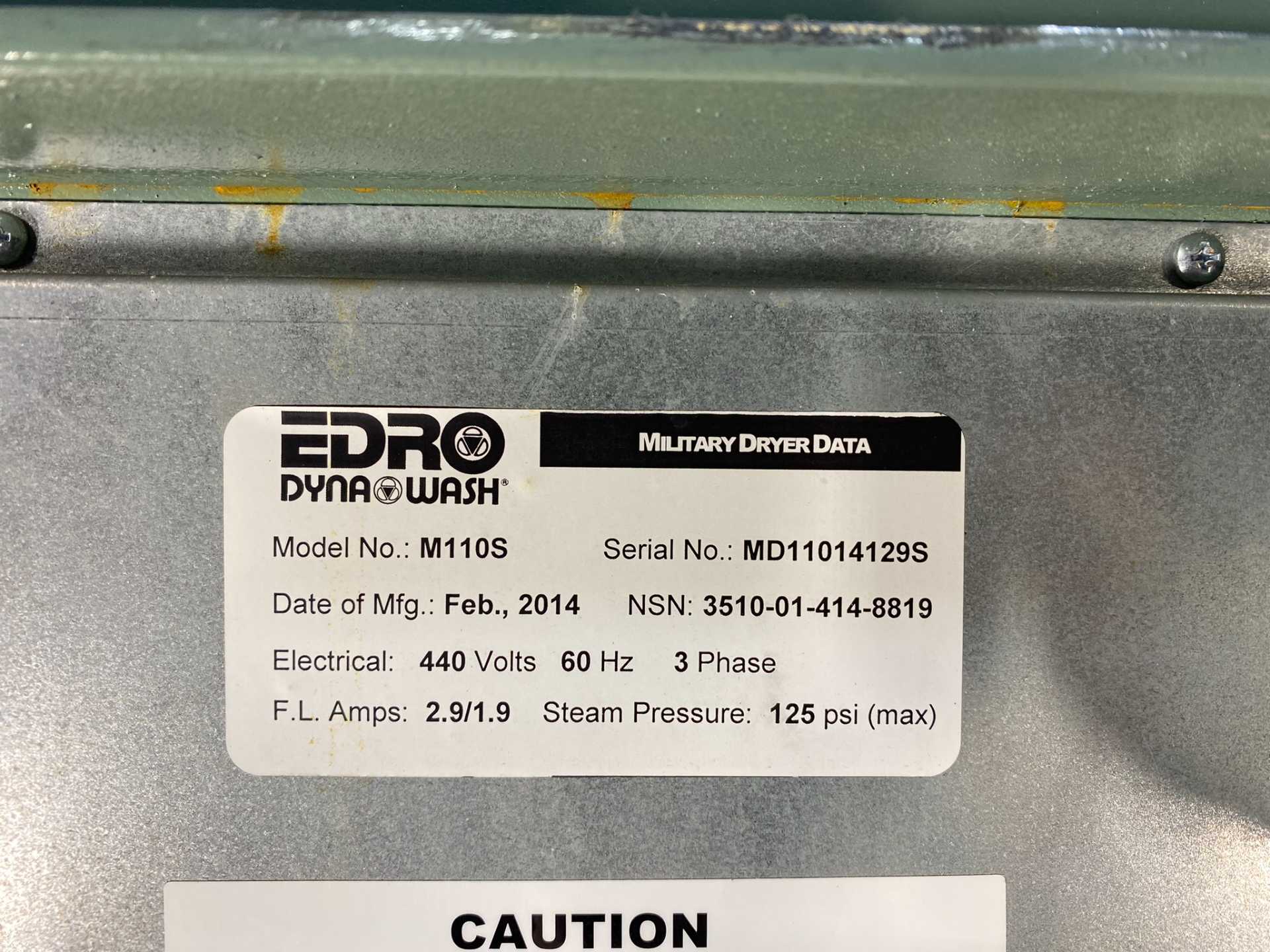 2014 Edro Dyna Steam Dryer M110S 110 lb Capacity 3ph 440V w/ manual